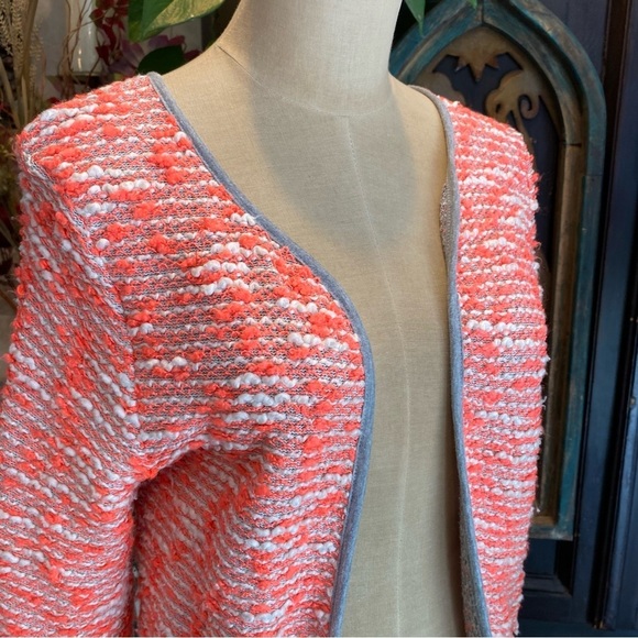 ASOS Creamsicle & White Boucle Bolero Open Front Blazer - Picture 10 of 15